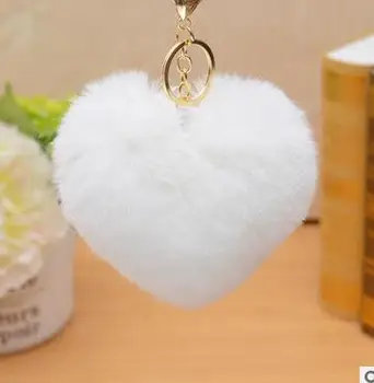 10vnt/daug korėjos stiliaus moteris kailio kamuolys keychain lady kailio širdies raktų žiedas candy spalvas