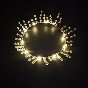 10vnt Moterų Mergina LED Šviesos Iki Aukso Karalienės Karūnos Tiara Vainikas Lankelis Šalies Maskuotis Atostogų Kostiumas Gimtadienio, Vestuvių Cosplay