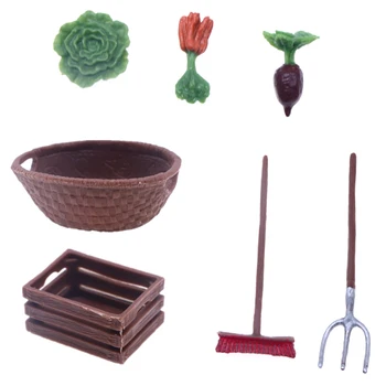 1Set 1:12 Miniatiūriniai Lėlių Daržovių Kultivatorius Saugojimo Krepšys Kopūstų, Morkų Ūkio Įrankis Modelį Gyvenimo Scenos Dekoras Žaislas