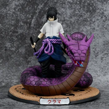 24CM Japonijos Anime Naruto Uzumaki Kakashi Uchiha Sasuke Itachi mini Pav Nendoroid desk/Automobilių Apdailos PVC Modelis berniukas žaislai dovana