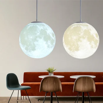 3D Spausdinimo Mėnulis Sieniniai šviestuvai Naujovė kūrybingą Atmosferą Lemputė 7W AC110-220V Mėnulis Kabo Lempa Miegamųjų Namo Apdaila