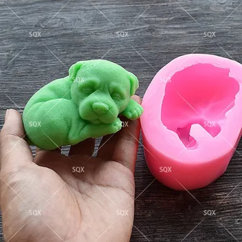 3D Šuo Žvakių Liejimo formos Sugarcraft Tortas Dekoravimo minkštus saldainius, Šokolado Pelėsių Cupcake Virtuvės Kepimo Įrankiai Silikono Muilo Formų SQ17166