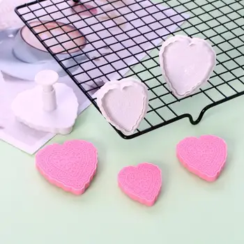 3Pcs/set Plastiko Didelės Širdies Minkštas Stūmoklį Torto Pjovimo Formų Sausainių Kepimo Įrankiai Pelėsių Apdaila