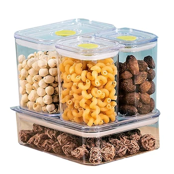 4Pcs Plastikinių Maisto produktų Laikymo nesmulkintų Grūdų Talpyklos Virtuvės Indą Šviežių Laikyti Lauke Šaldytuvas Laikymo Dėžutė Skaidri