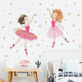 Animacinių filmų Princesė Merginos, Draugų, Šokių, Baleto Aukso Žvaigždžių Sienų Lipdukai Vaikų Kambario Sienų Lipdukai Namų dekoro Lipdukai PVC Dekoras