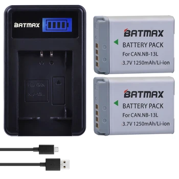Batmax 2vnt NB-13L NB13L Baterija + LCD USB Kroviklis skirtas Canon PowerShot G5X G7X G9X G7X,G7X Mark III X G9,SX620 SX720 SX730 SS