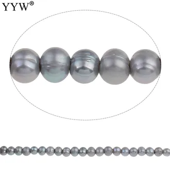 Bulvių Perlai Gamtos perles karoliukai Gėlavandenių Perlų Karoliukai Papuošalai priėmimo Priedai Pilkos spalvos A+ Pearl 15.5 Colių Kryptis 10-11mm