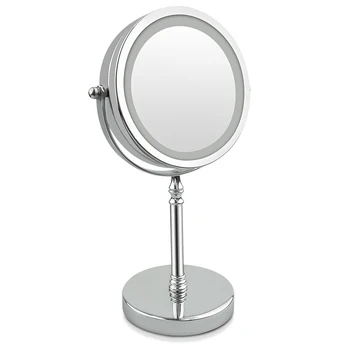 CSHOU158 colių LED makiažo veidrodis su šviesos makiažo veidrodėliai 10x zoom dvipusis baterijos 360 laipsnių besisukantis makiažo veidrodėliai