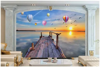 Custom foto tapetai, sienų ir 3 d sienų freskomis tapetai, Paplūdimys medžio pajūrio peizažai freskos TV fono sienos dokumentų namų dekoro