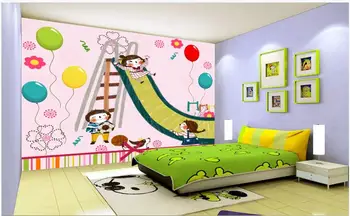 Custom freskos 3d sienos freskos ant sienos Laimingi vaikai, pastumkite balioną vaikų kambarį, namų dekoro foto tapetai už kambarį