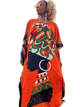 Dashiki Afrikos Suknelė Moterims Batwing Rankovės Prarasti Boubou Afrikos Drabužių Vasaros Naują Spausdinimo Streetwear Skraiste Ilgai Afrikos Maxi Suknelė