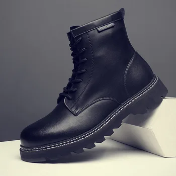 didelio dydžio vyrai batai Britų mados natūralios odos įrankiai batai lauko kaubojus įkrovos platforma kulkšnies botas masculinas botines