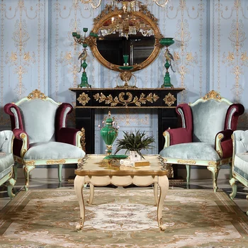 Europos audinio sofos, kartu kambarį high-end baldai prancūzijos medžio masyvo išdrožtos villa high-end baldai