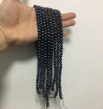 Fine Jewelry 5strands Natūralus Juodasis perlas laisvas karoliukai 15
