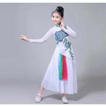 Hanfu naujo stiliaus mergina klasikinio šokio vaikų šokių kostiumas Yangko veiklos kostiumai senovės kinų kostiumas kostiumas