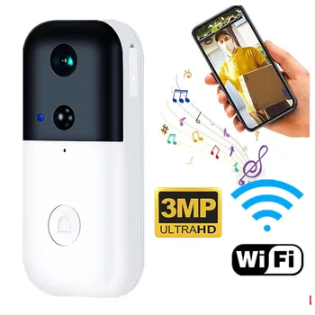 HD 3MP Naktinio Matymo WIFI IP Doorbell Baterija Vaizdo Duris Telefono Ryšio Regėjimo Akutė Viewer, patalpų Varpelių