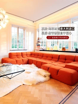 Italijos minimalistinio audinio sofos šiuolaikinės paprasta dizaineris villa gyvenamasis kambarys sofos Šiaurės sofa