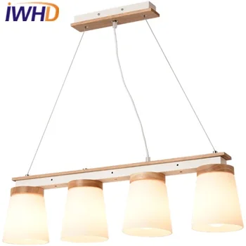 IWHD Šiaurės Stiliaus LED sieniniai šviestuvai Modernus 4 Vadovai Stiklo Kabo Lempa, Miegamojo, Virtuvės, Šviesos Armatūra Medienos Lampara Namo Apšvietimas