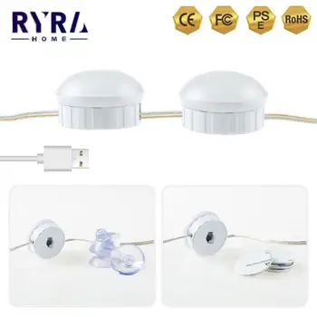 LED sudaro Veidrodėlio Lemputė USB Maitinimo Lemputė Nuimamas Jutiklinį Jungiklį Šviesa String Kambario Vonios Veidrodis Priekinių žibintų