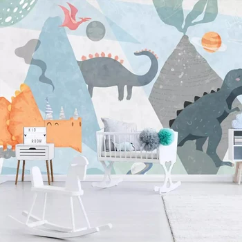 Milofi užsakymą 3D tapetai, freskos animacinių filmų dinozaurų planeta vulkanas vaikų kambarys gyvenamasis kambarys miegamasis fone sienų apdaila