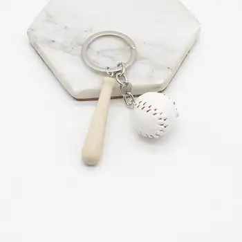 Mini medinė beisbolo keychain vyrų ir moterų mini dviejų dalių automobilio raktų žiedas vyrų ir moterų dovana keychain