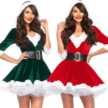 Moterų Kalėdų Išgalvotas Šalis Suknelė Mados Praleisti Senelio Kostiumas Xmas Sexy Apranga Hoodie Santa Saldainiukas Cosplay Kostiumai