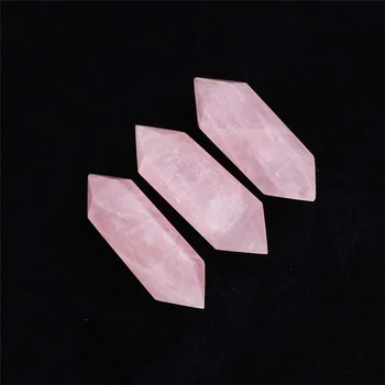 Natūralus rožinis rožinė kvarco Obeliskas dvigubo taško crystal healing lazdelė vidaus apdaila