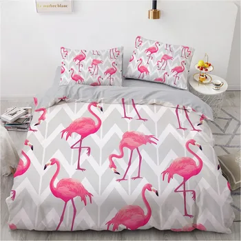 Paprasta Patalynės Komplektai 3D Flamingo Antklodė Padengti Nustatyti Šalikas Lovos Antklodė Padengti Užvalkalas Karalius ir Karalienė Visą Dvigubai 172x218cm Dydis