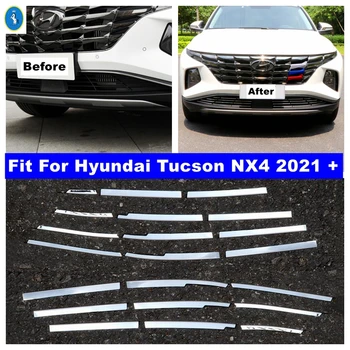 Priedai Priekiniai Vadovas Pagal Centro Bamperio Grotelių Grotelių Akučių Juostelėmis Skydelis Dekoro Palangės Padengti Apdaila Už Hyundai Tucson NX4 2021 2022