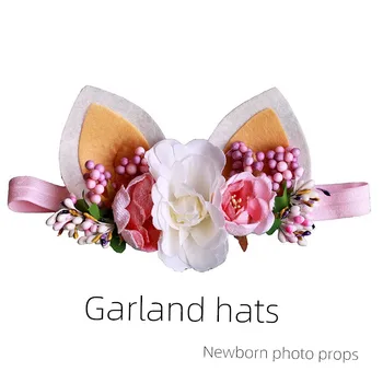 Vainikas skrybėlę fotografijos rekvizitai,rankų darbo baby gėlių variklio dangčio naujai rekvizitai