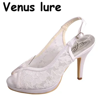 Venera suvilioti Slingback Baltos spalvos Batų Raišteliai Vestuvių Pavasarį, Rudenį Aukštos Obcasie Sandalai
